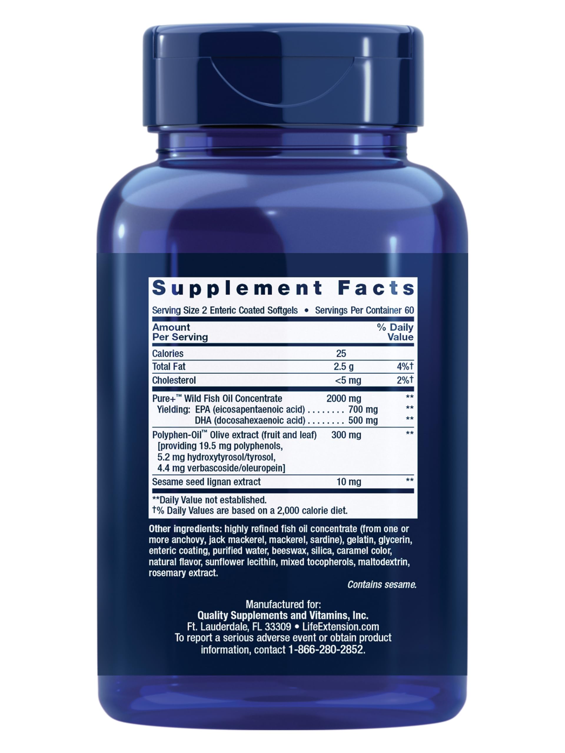 Life Extension Super Omega-3 Fish Oil 2000mg packaging side view
