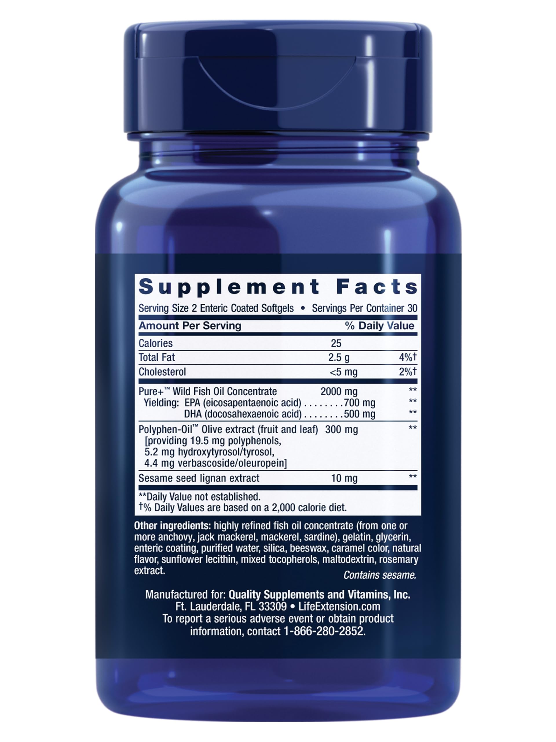 Life Extension Super Omega-3 Softgels packaging side view