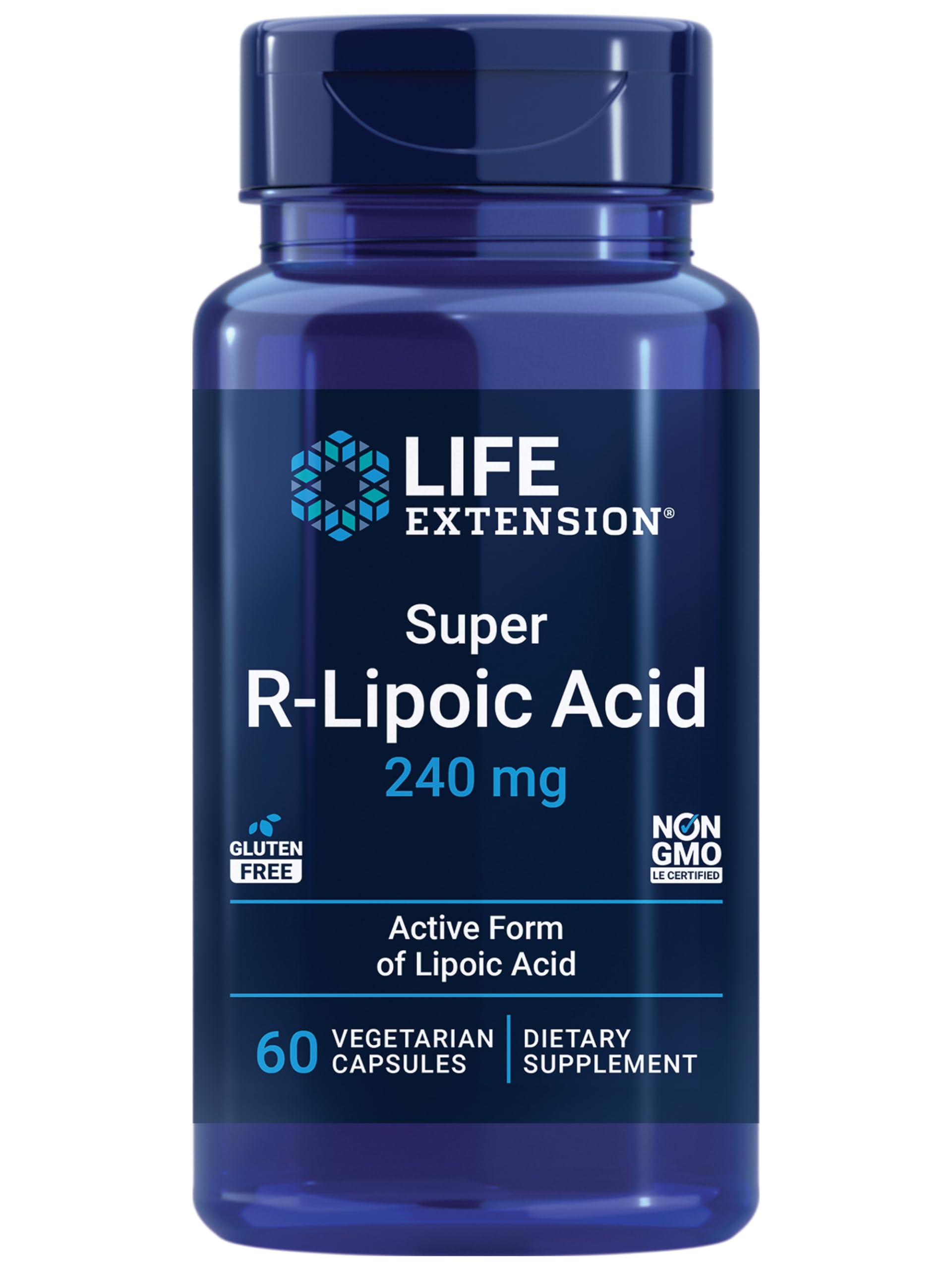 Life Extension Super R-Lipoic Acid 240mg front view of the bottle