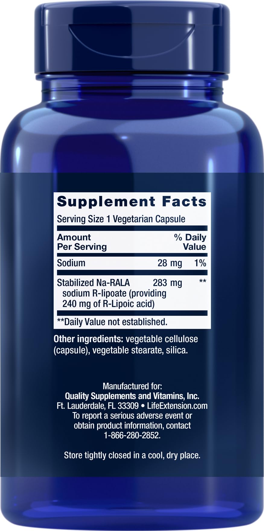 Life Extension Super R-Lipoic Acid 90 capsules bottle with label