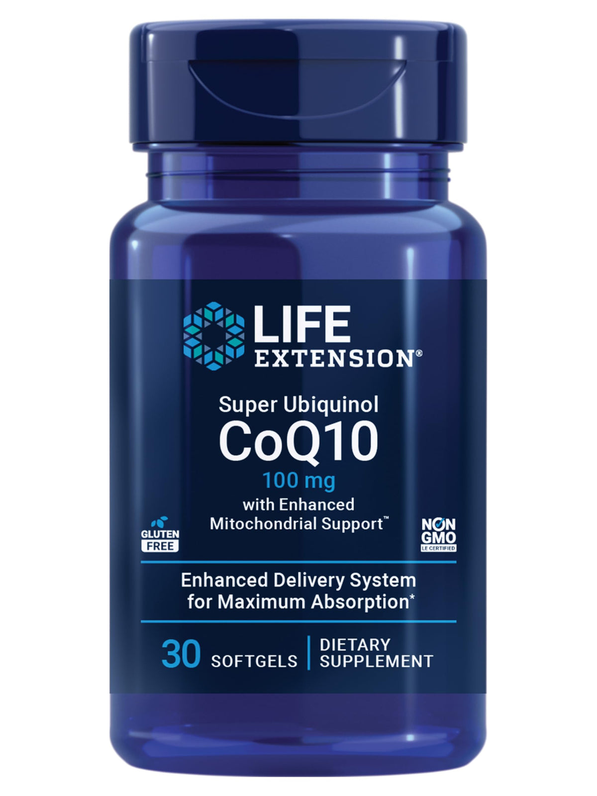 Life Extension Super Ubiquinol CoQ10 100mg softgel front view