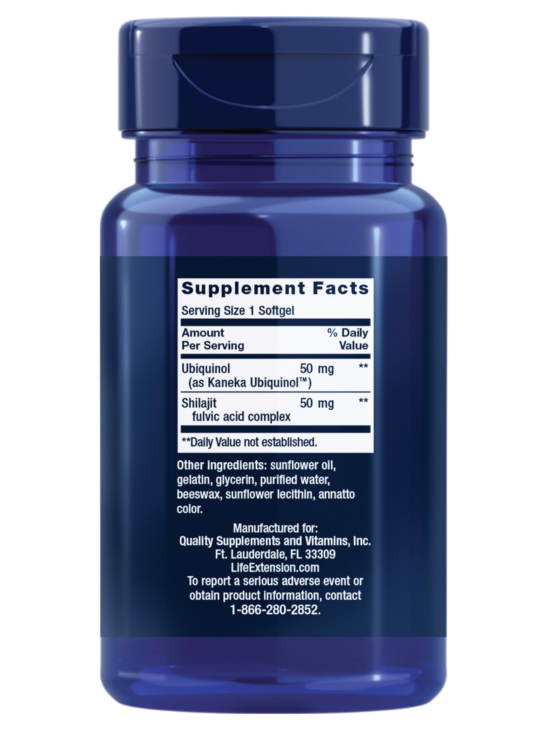 Life Extension Super Ubiquinol CoQ10 50mg softgel side view