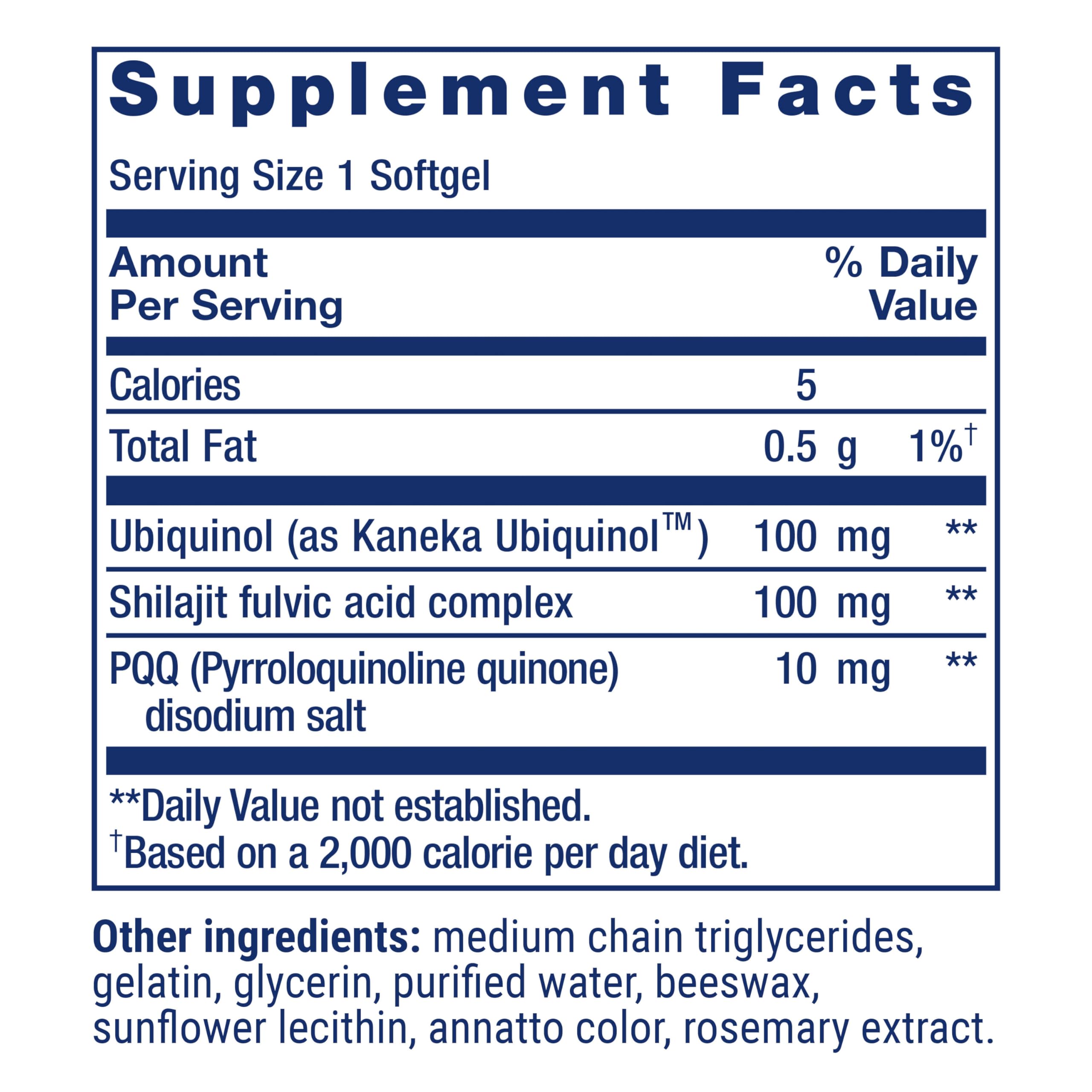 Life Extension Super Ubiquinol CoQ10 with PQQ 100mg softgel side view