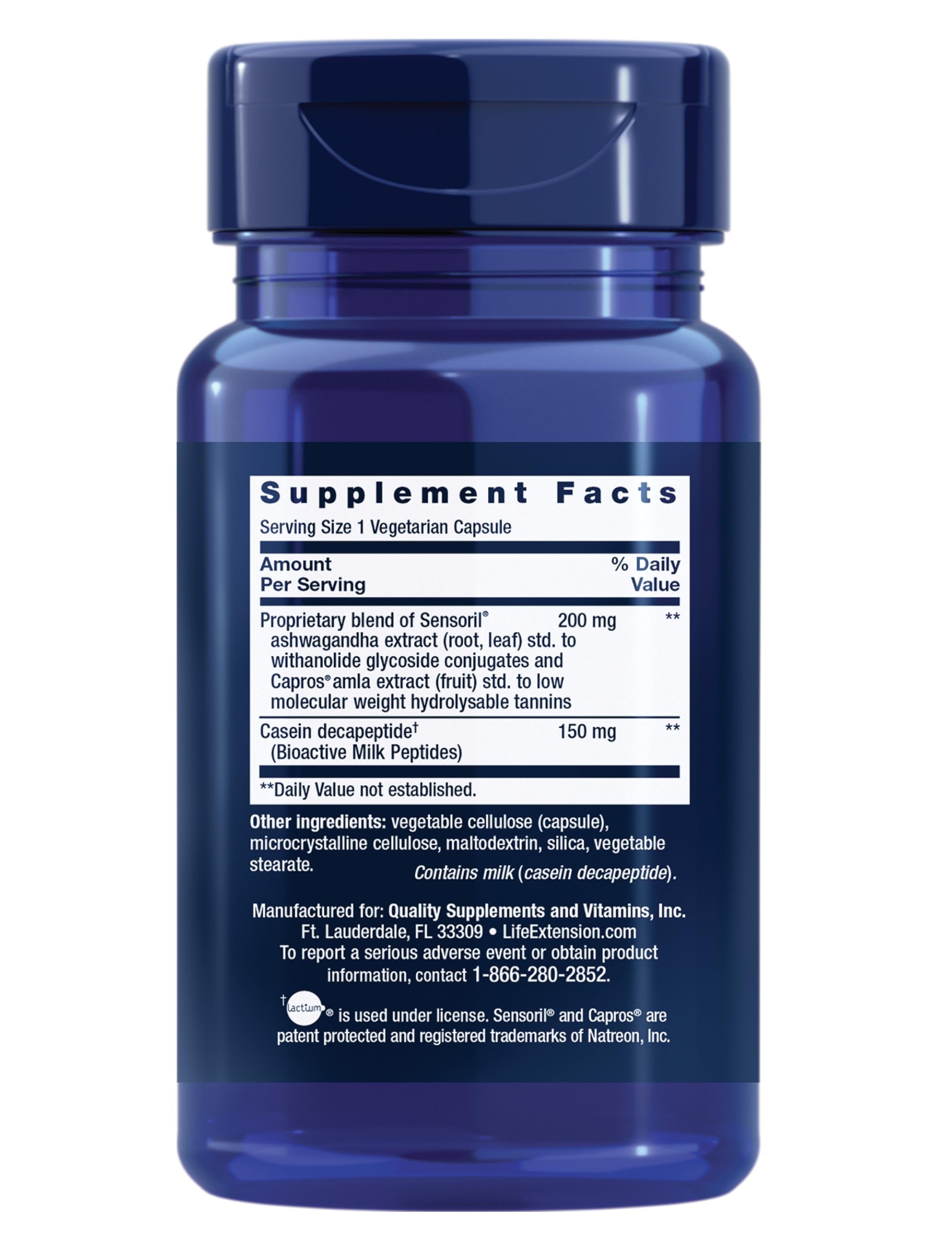 Life Extension support Sleep Without Melatonin 30 Capsules back view