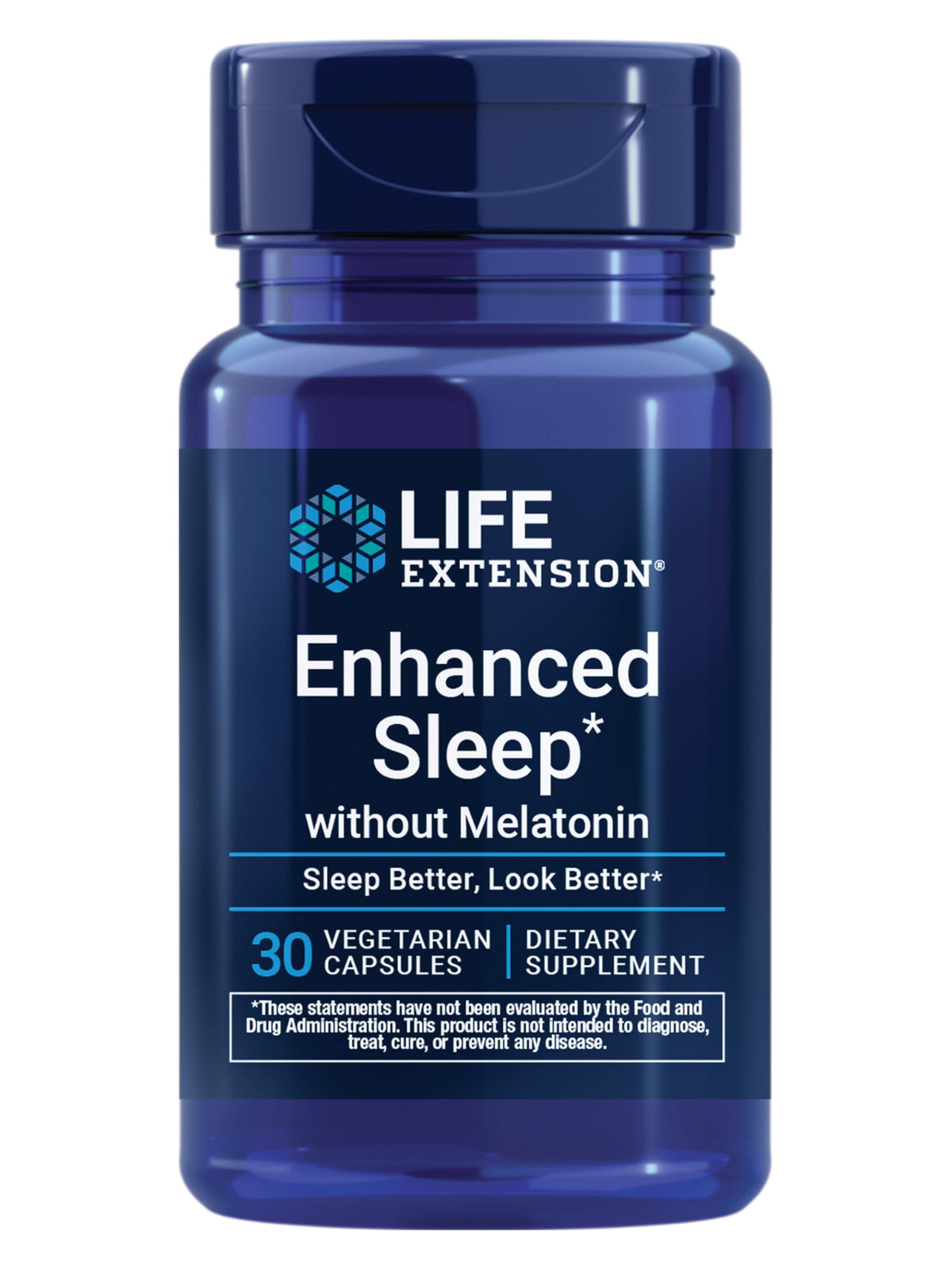 Life Extension support Sleep Without Melatonin 30 Capsules front view
