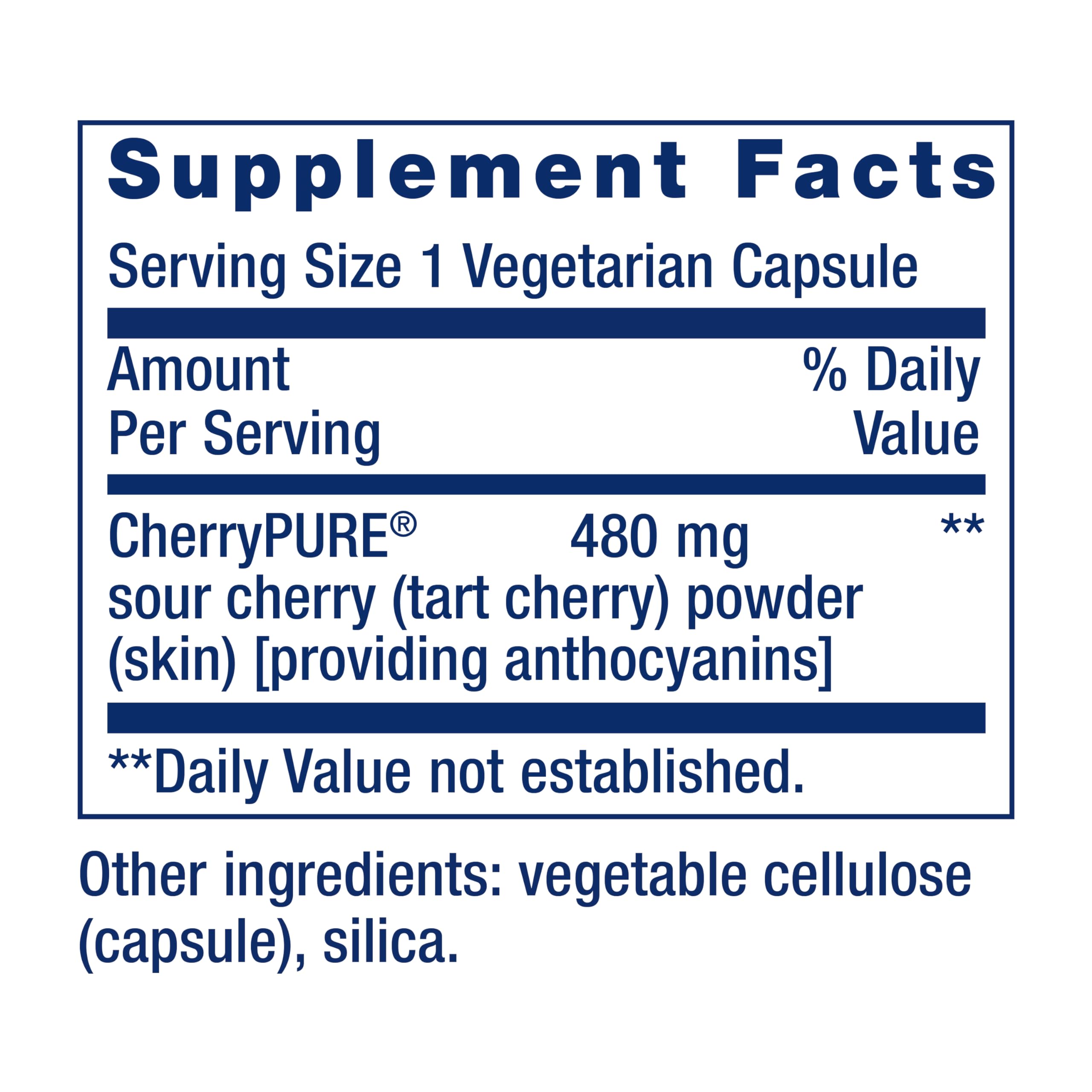 Life Extension Tart Cherry Powder 480mg vegetarian capsules close-up