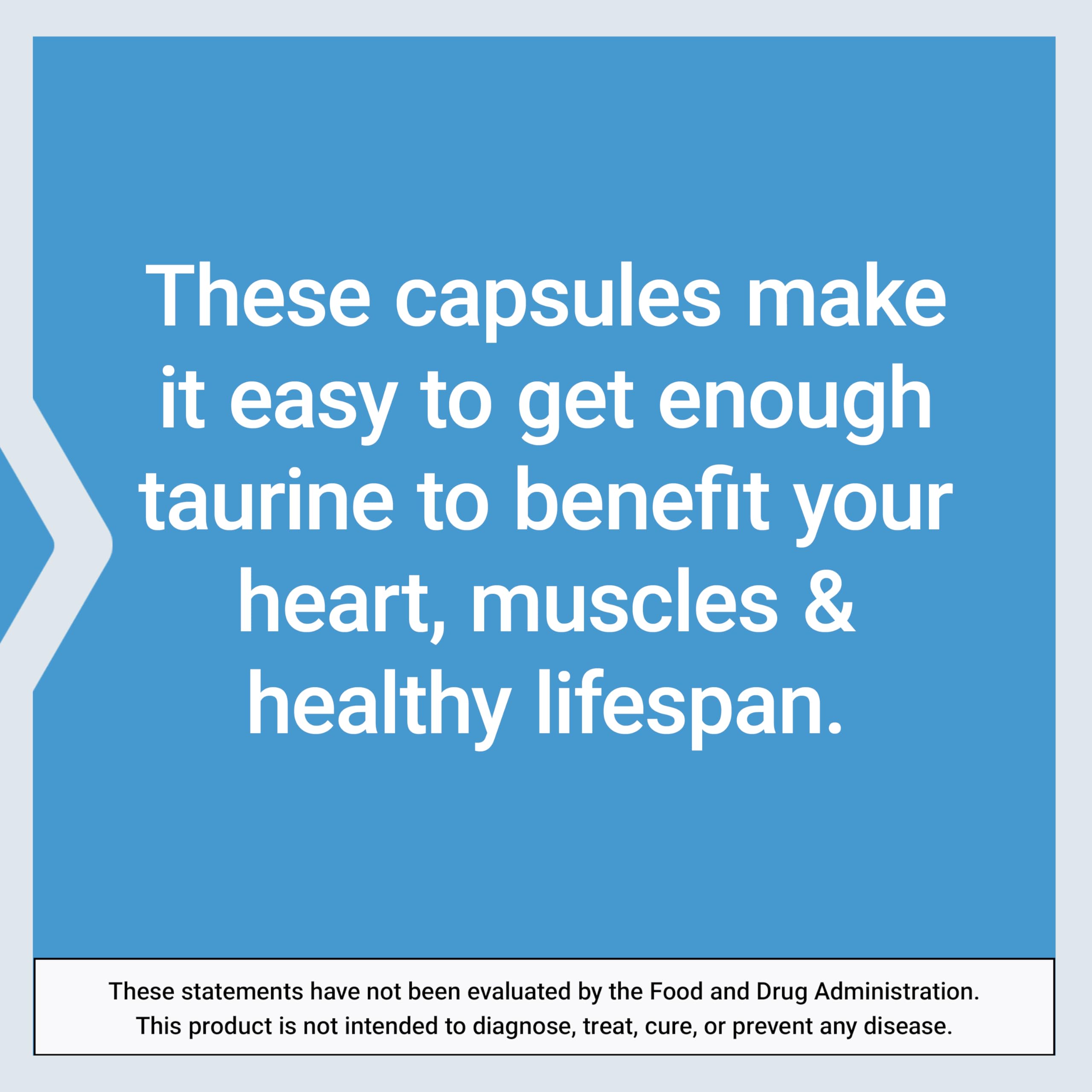 Life Extension Taurine capsules in hand for size reference