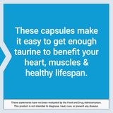 Life Extension Taurine capsules in hand for size reference