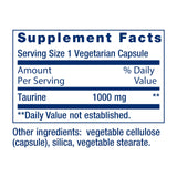 Life Extension Taurine Supplement bottle back view