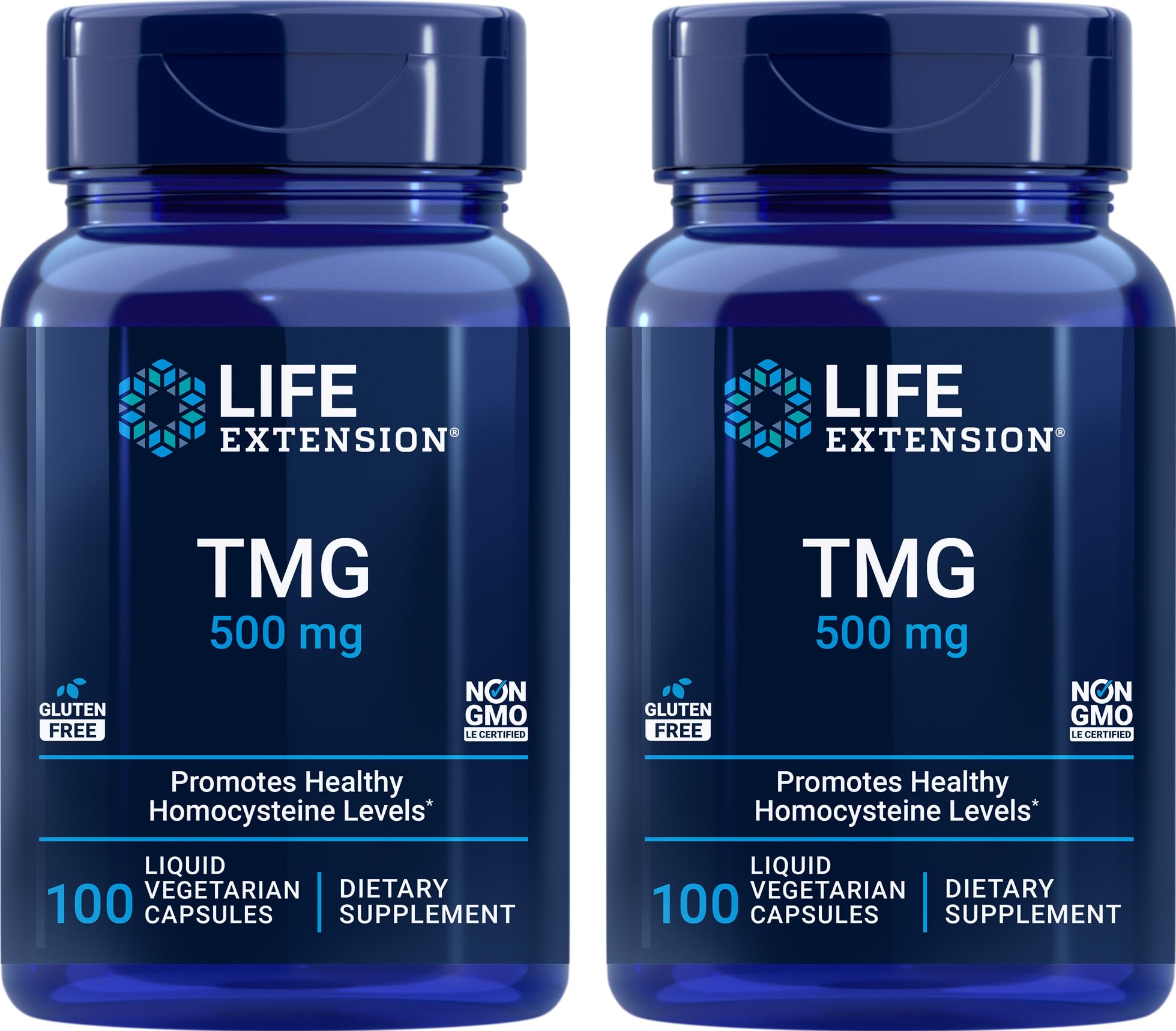 Life Extension TMG 1000mg 100 Liquid Vegetarian Capsules front view