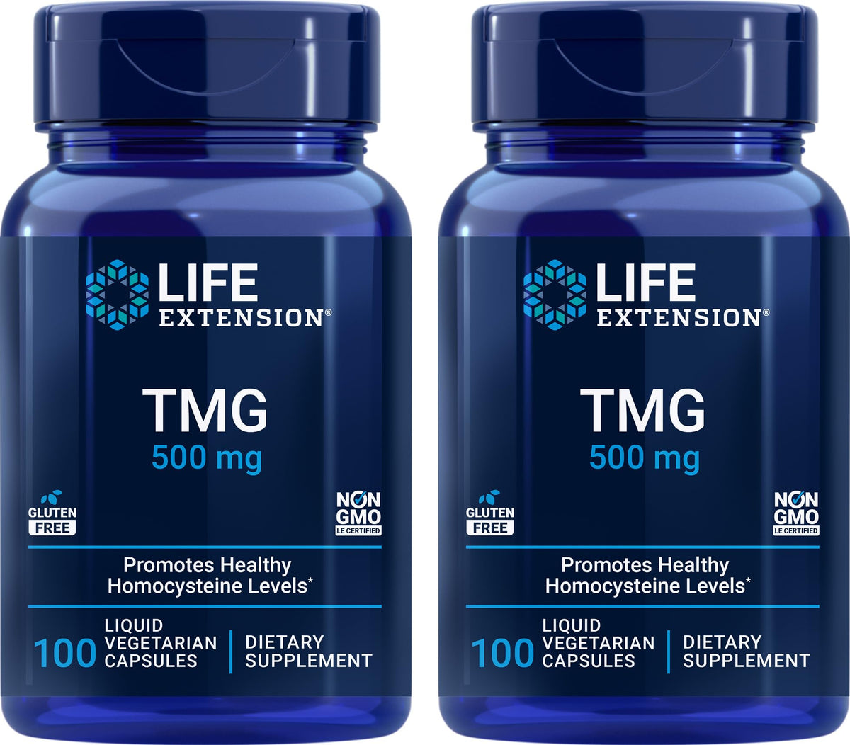 Life Extension TMG 1000mg 100 Liquid Vegetarian Capsules front view