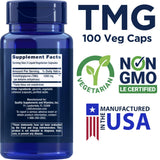 Life Extension TMG 1000mg supplement bottle side view