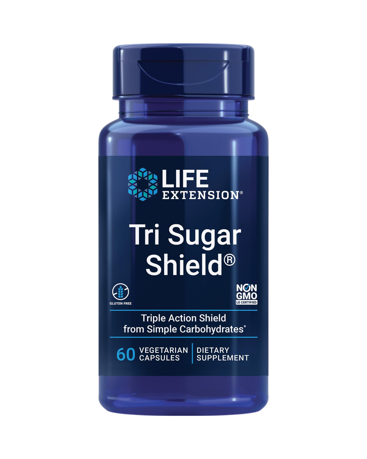 Life Extension Tri Sugar Shield® 60 vegetarian capsules front view