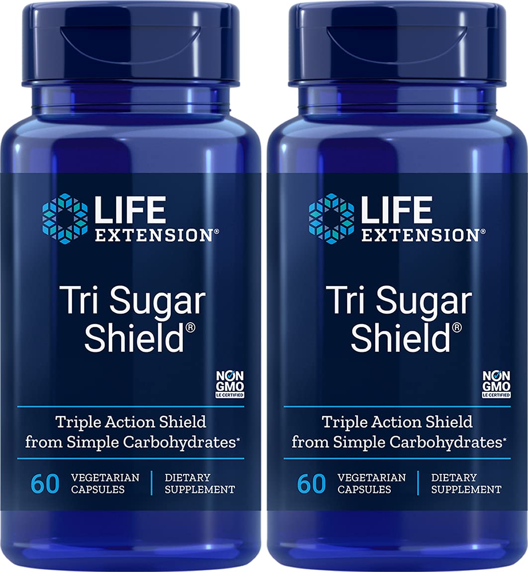 Life Extension Tri Sugar Shield 60 Vegetarian Capsules front view