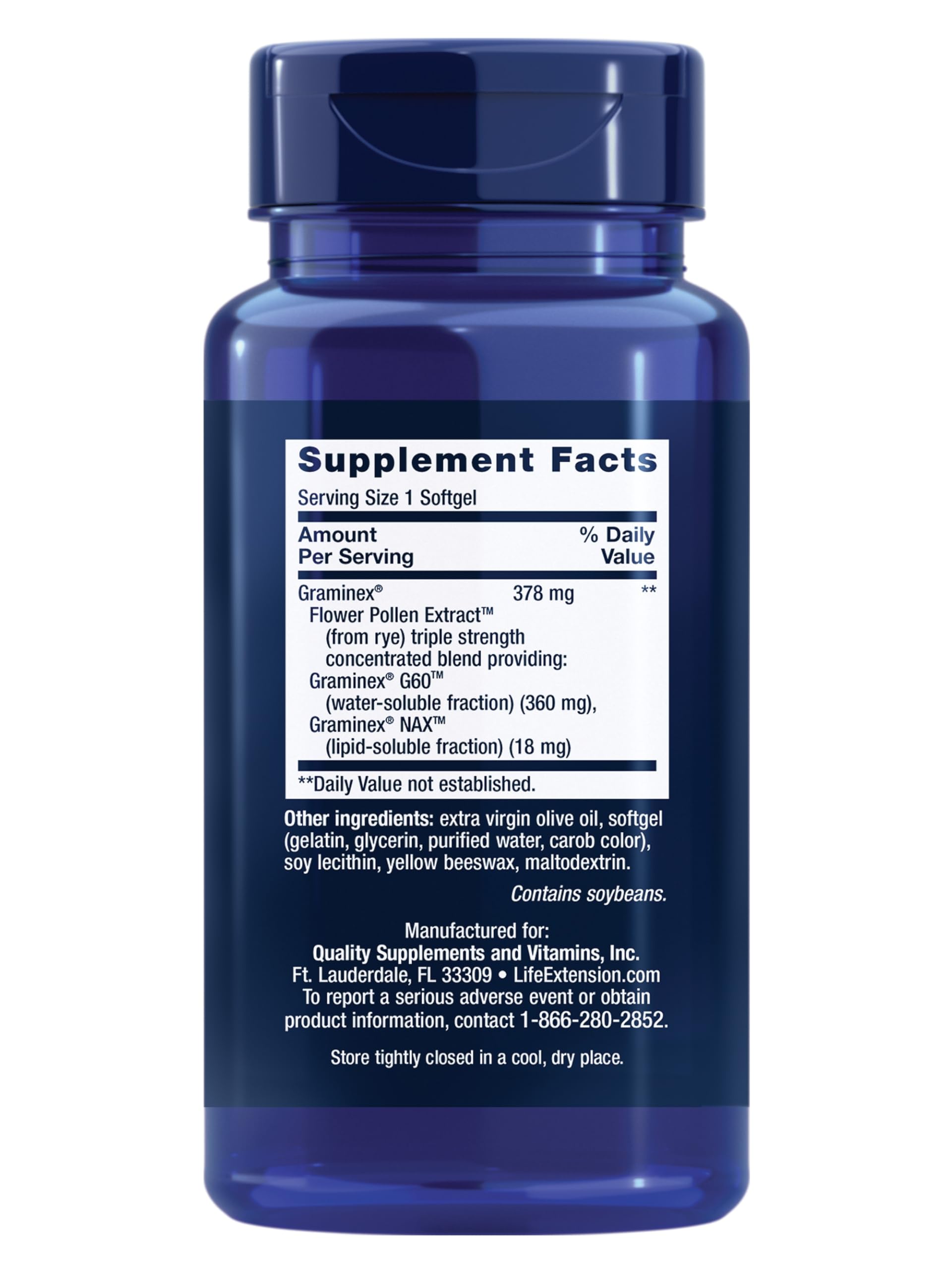 Life Extension Triple Strength ProstaPollen™ softgel side view