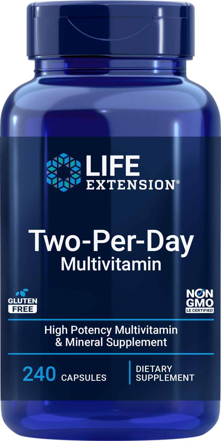 Life Extension Two-Per-Day Multivitamin front view with packaging
