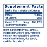 Life Extension Vitamin B12 Methylcobalamin lozenges back view