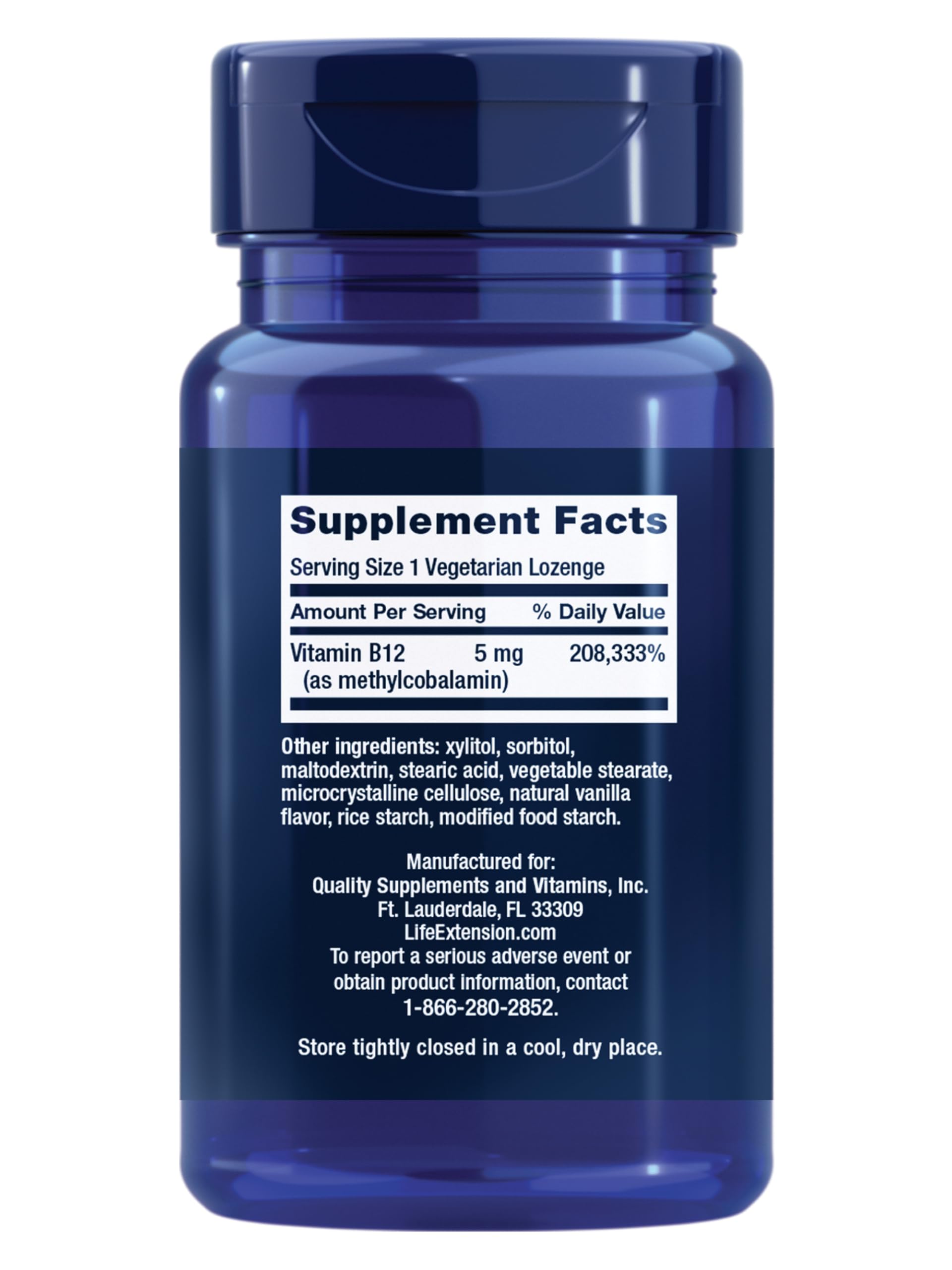 Life Extension Vitamin B12 Methylcobalamin lozenges packaging