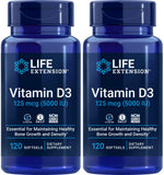 Life Extension Vitamin D3 125 mcg softgel bottle front view