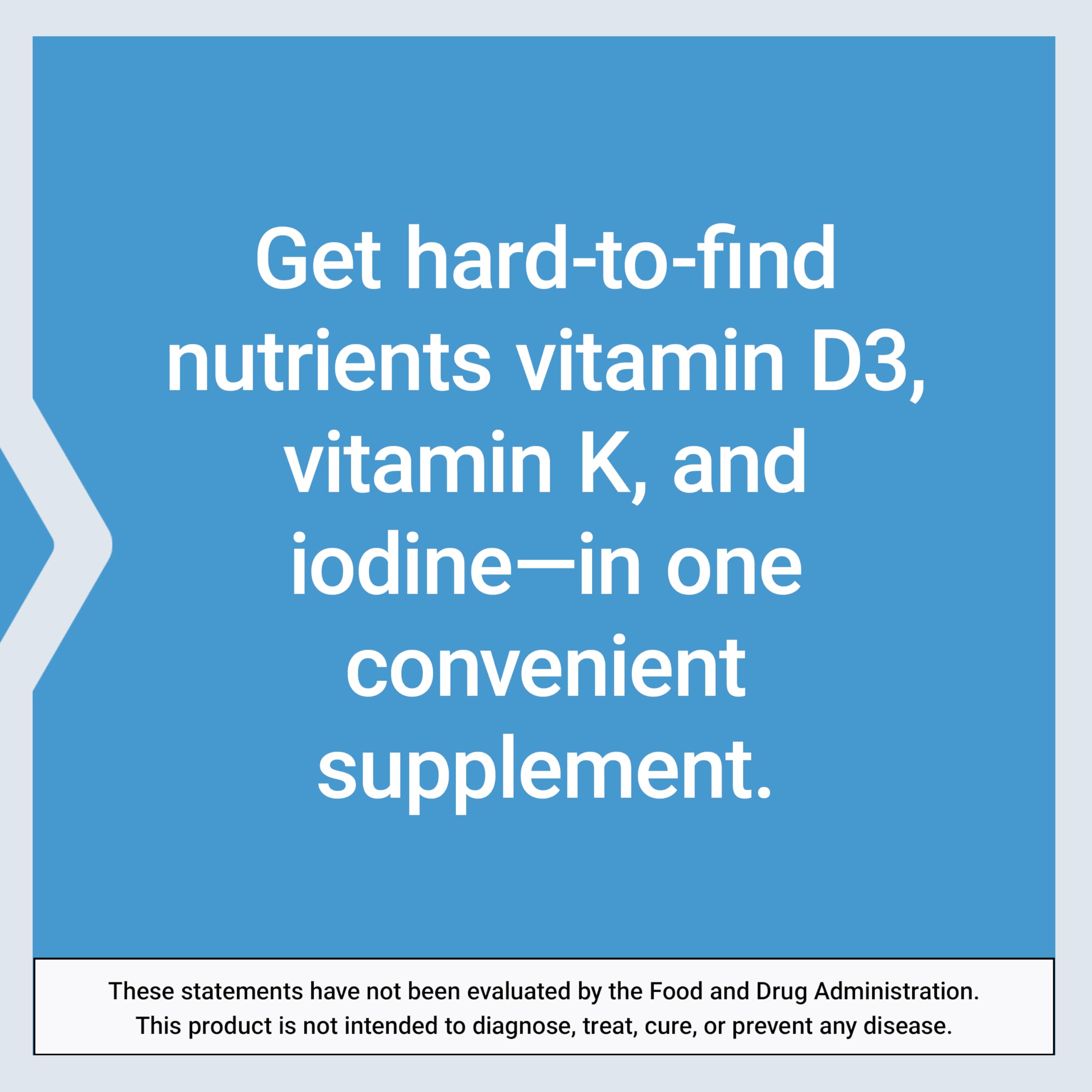 Life Extension Vitamin D3 & K2 with Iodine 125mcg ingredients list