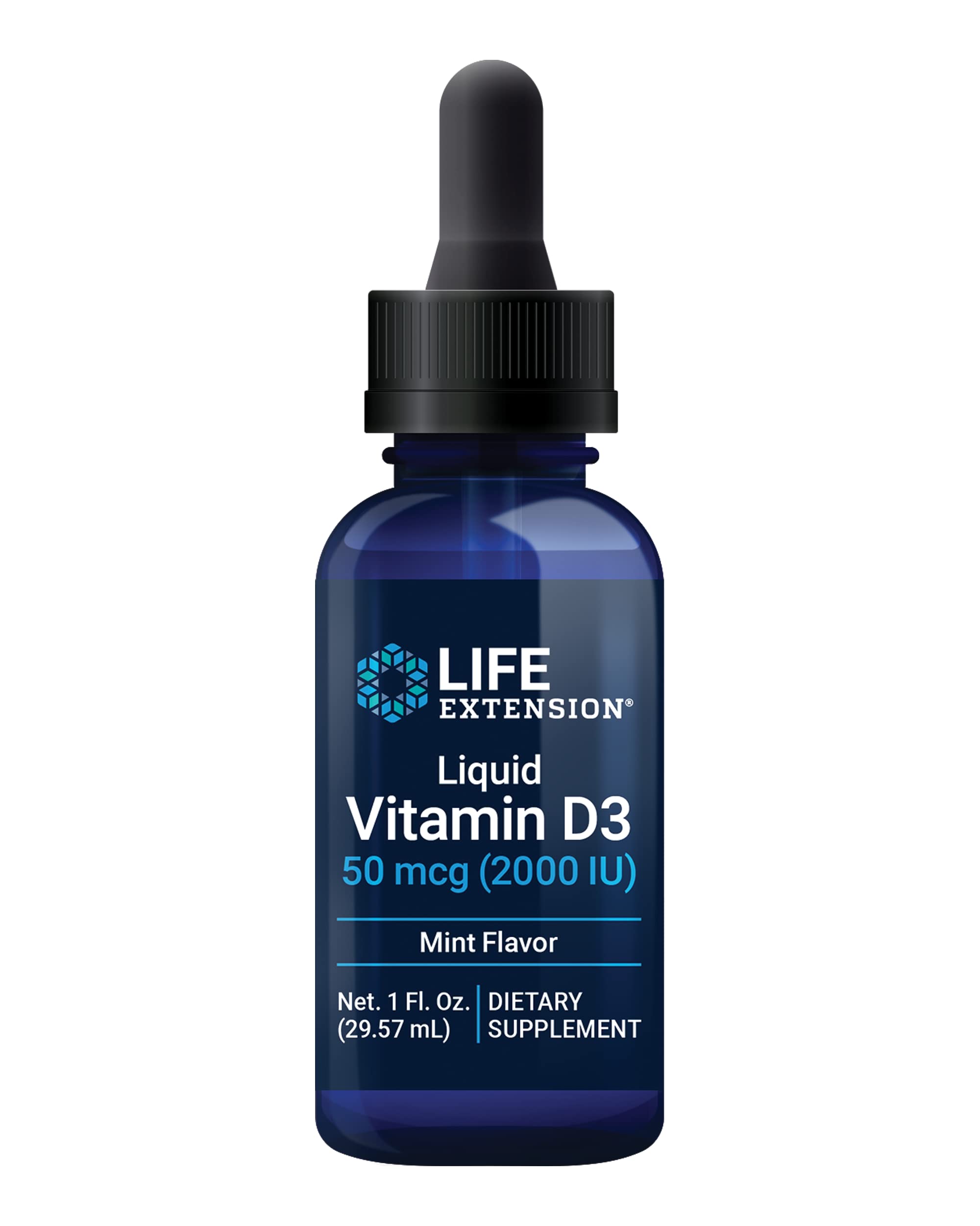 Life Extension Vitamin D3 Liquid Supplement 50 mcg front view