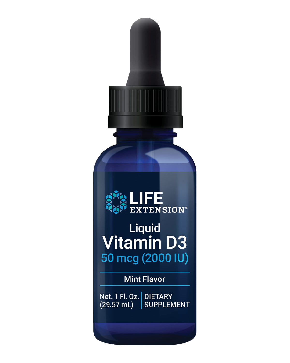 Life Extension Vitamin D3 Liquid Supplement 50 mcg front view