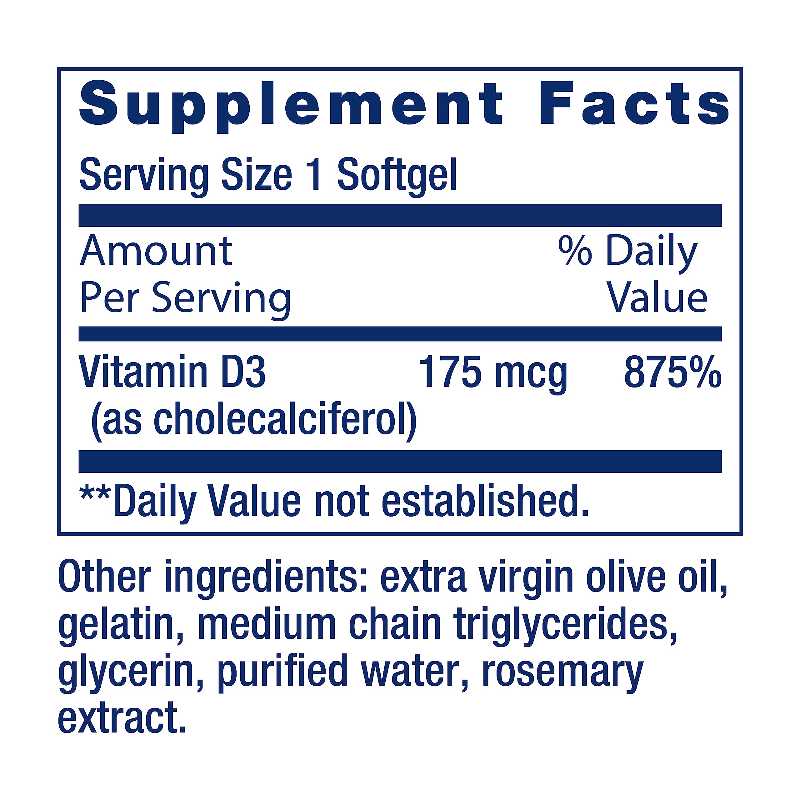 Life Extension Vitamin D3 Supplement 32g back view