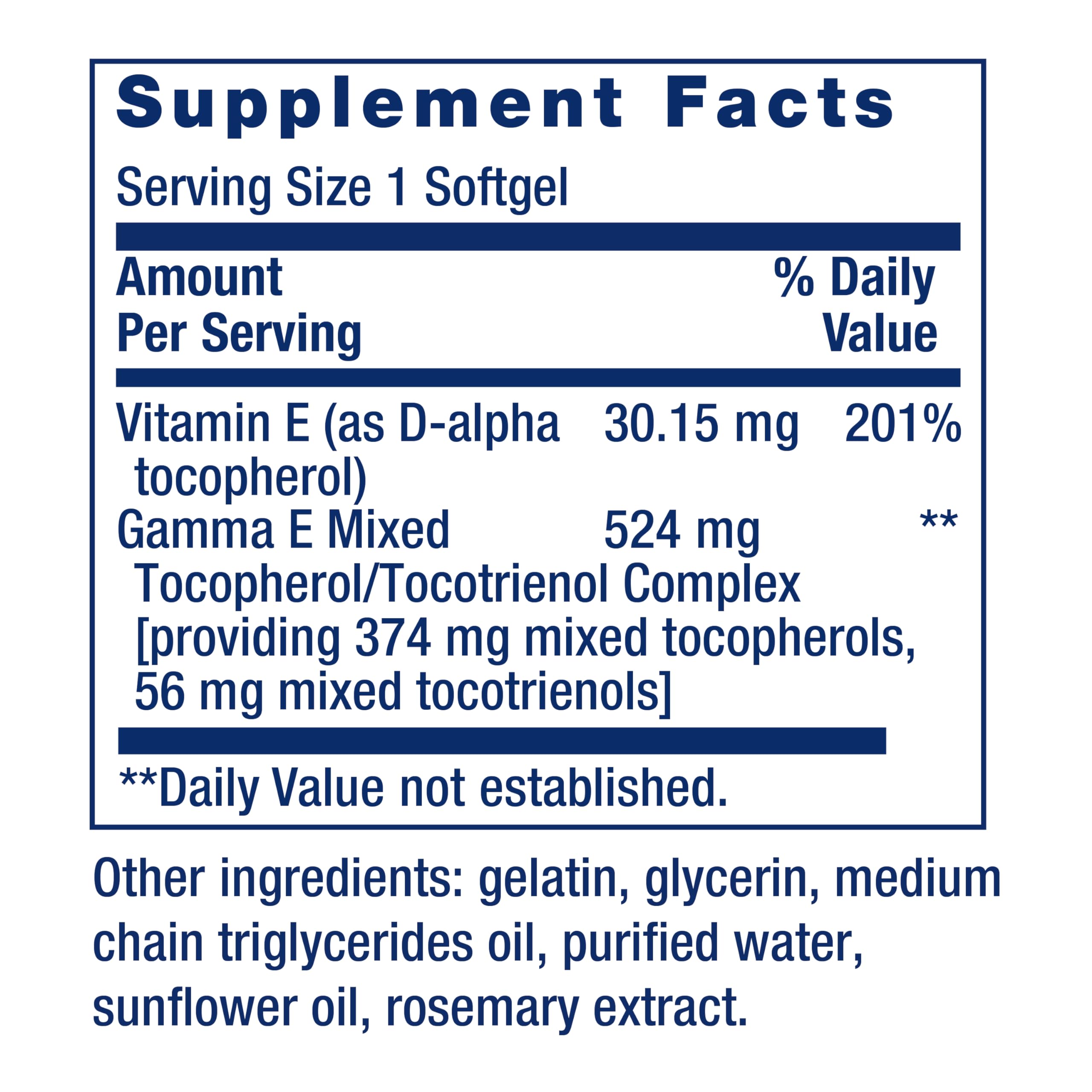 Life Extension Vitamin E Supplement 30.15 mg capsule close-up