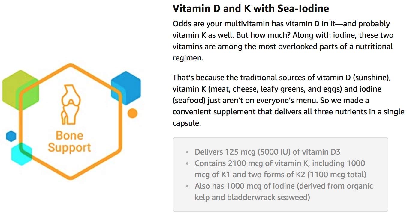 Life Extension Vitamins D & K with Sea-Iodine Supplement capsule close-up