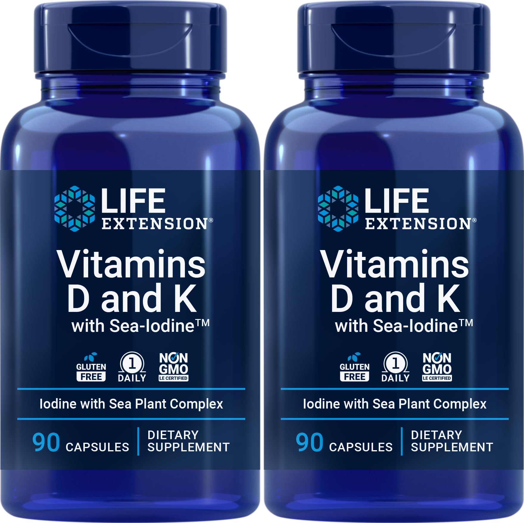 Life Extension Vitamins D & K with Sea-Iodine Supplement front view
