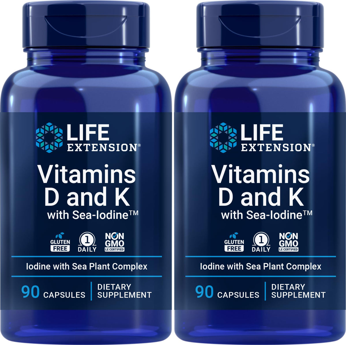 Life Extension Vitamins D & K with Sea-Iodine Supplement front view