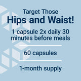 Life Extension Waistline Control™ capsules on a wooden table