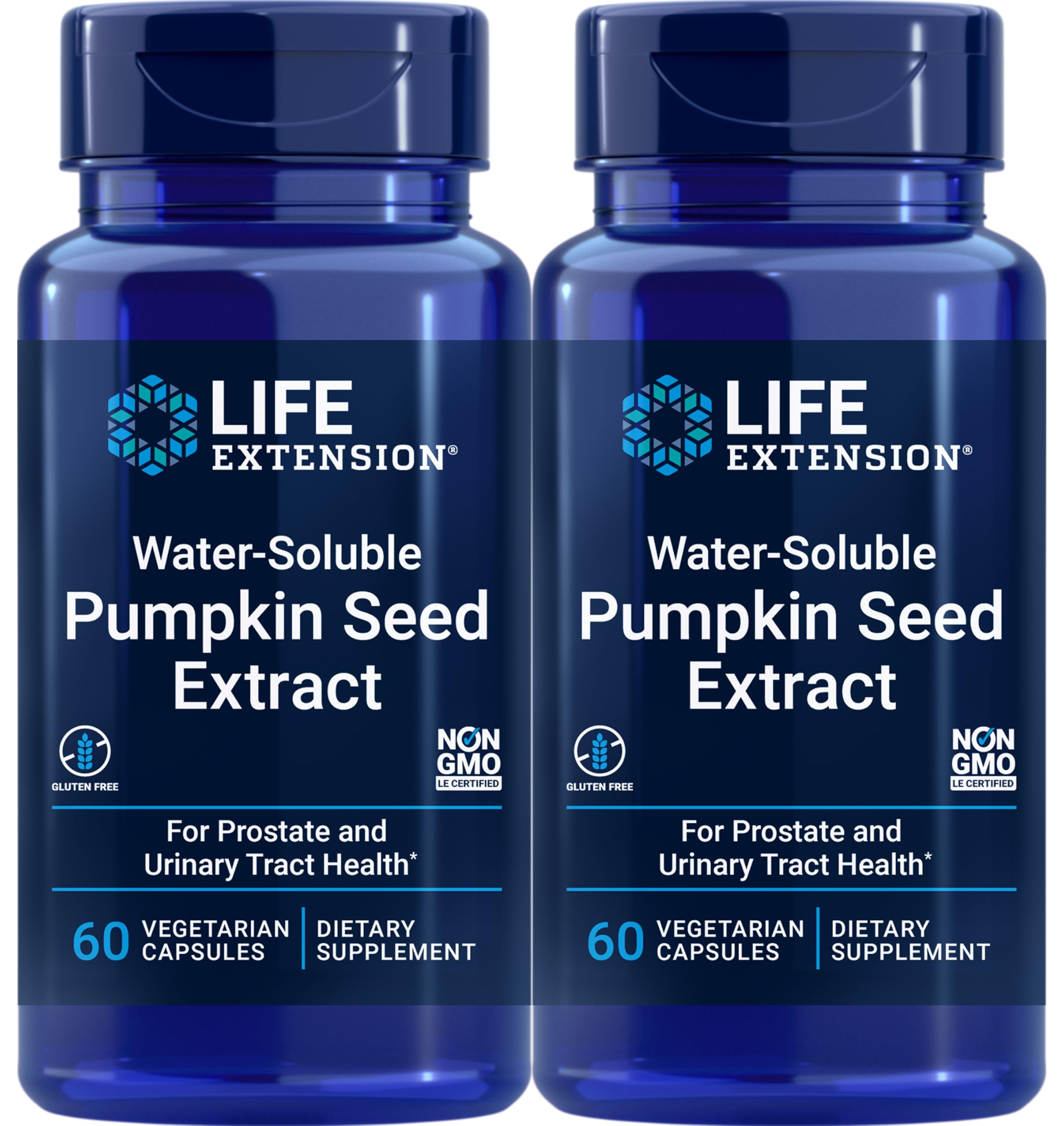 Life Extension Water-Soluble Pumpkin Seed Extract 60 Vegetarian Capsules front view