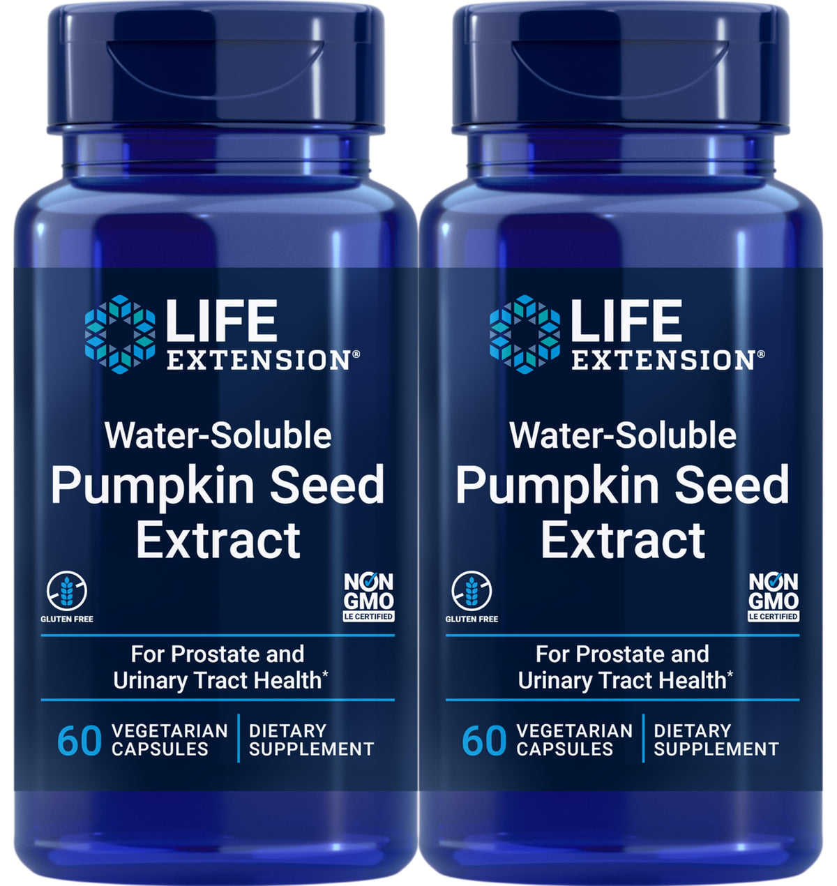 Life Extension Water-Soluble Pumpkin Seed Extract 60 Vegetarian Capsules front view