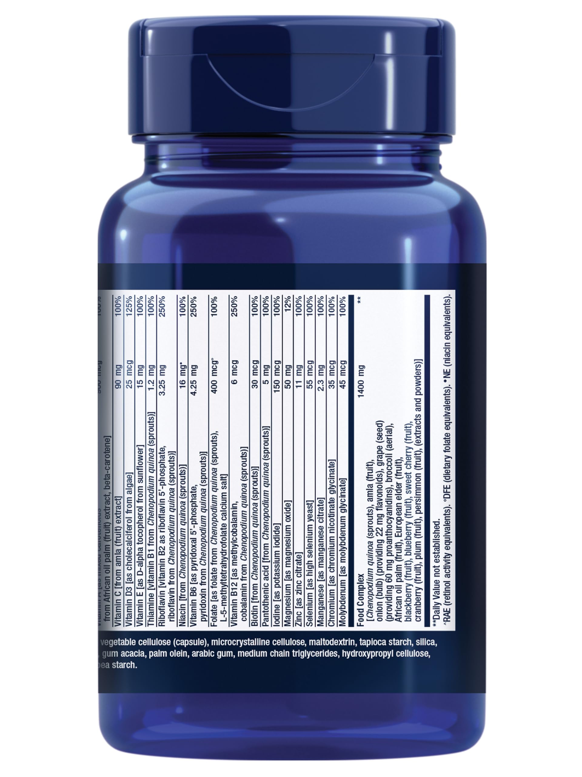 Life Extension Whole Food Multivitamin capsules on a wooden surface