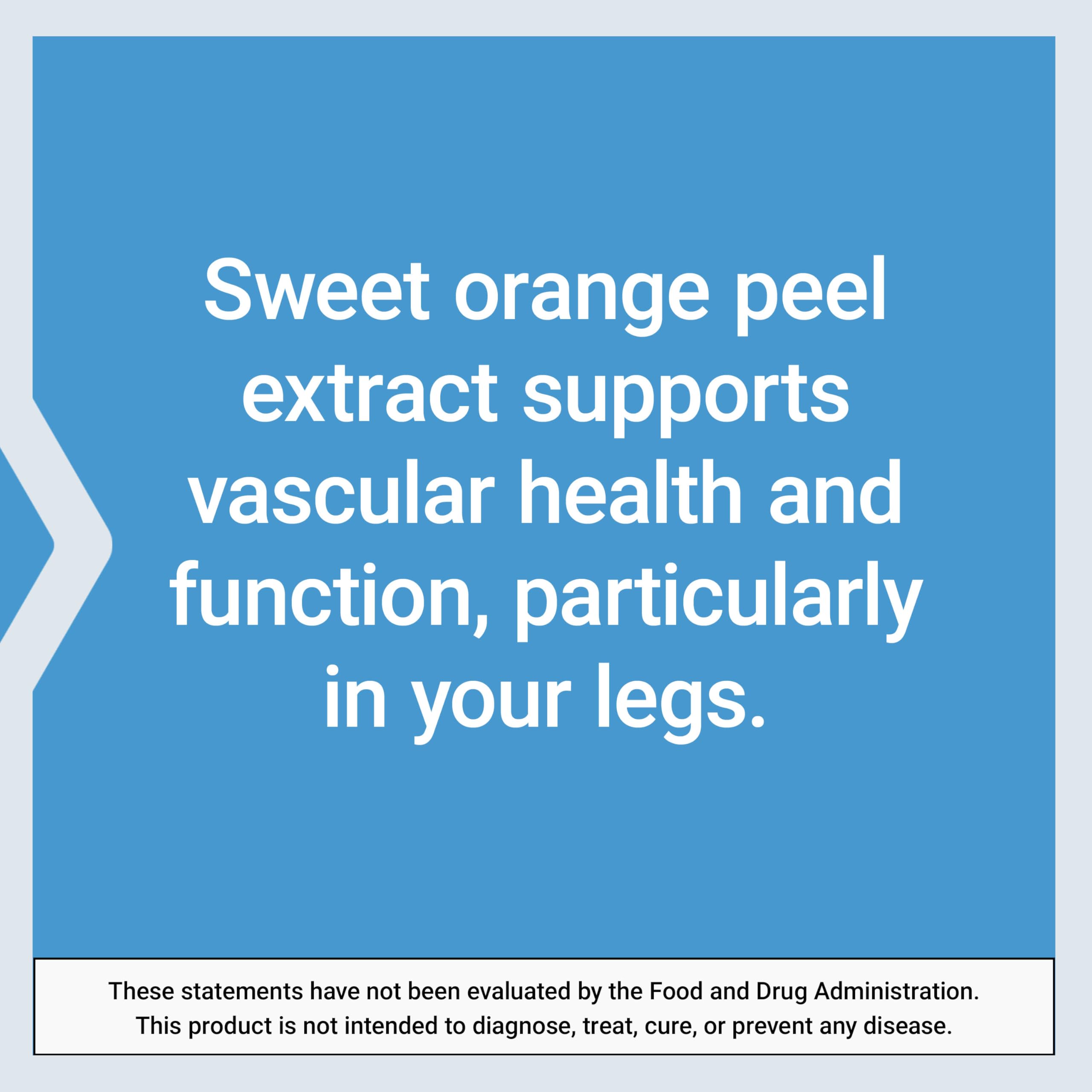 Life Extension Youthful Legs 450mg Diosmin softgels on a wooden table