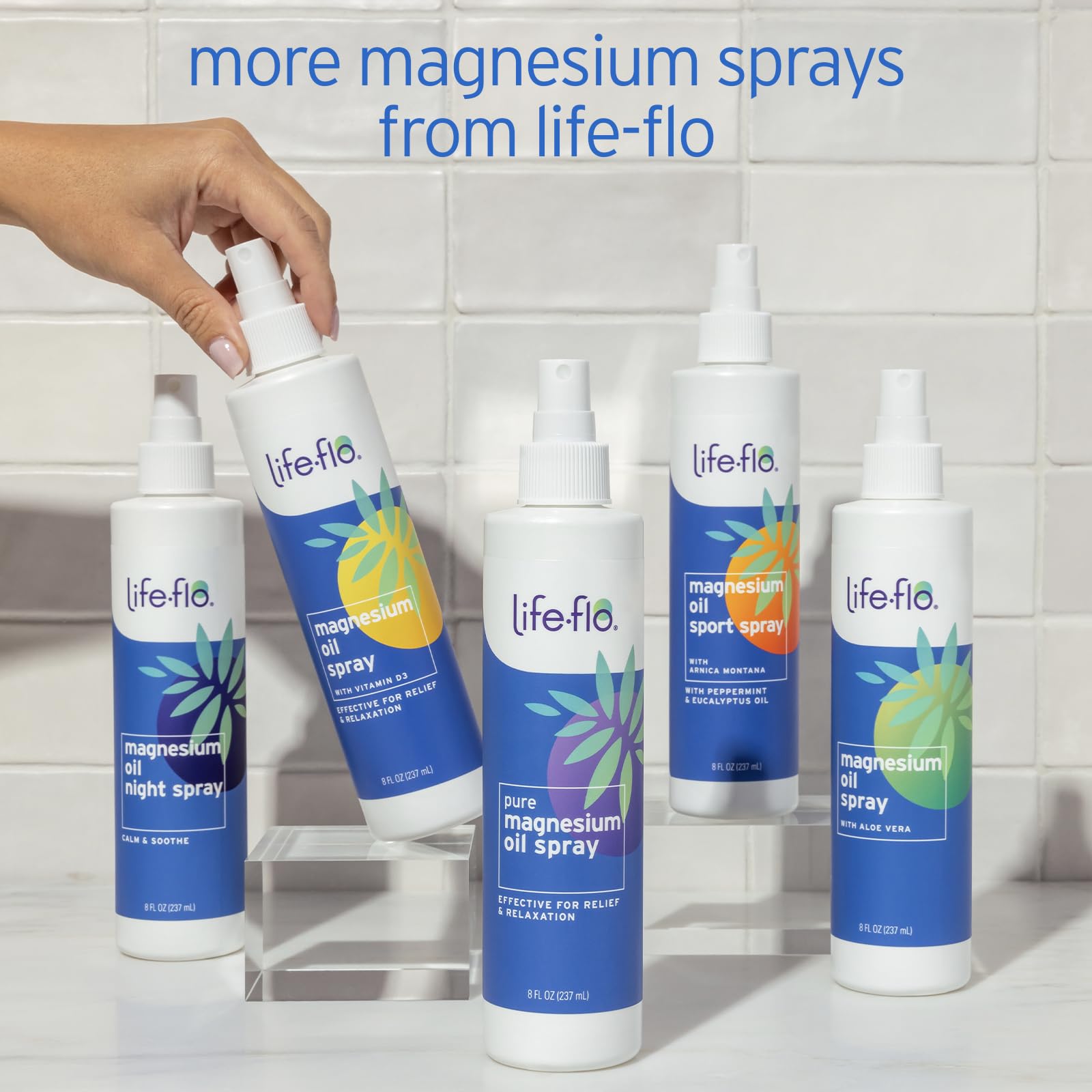 LIFE-FLO Magnesium Oil Spray in lifestyle setting