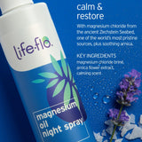 Life-Flo Magnesium Oil Spray side view showing ingredients