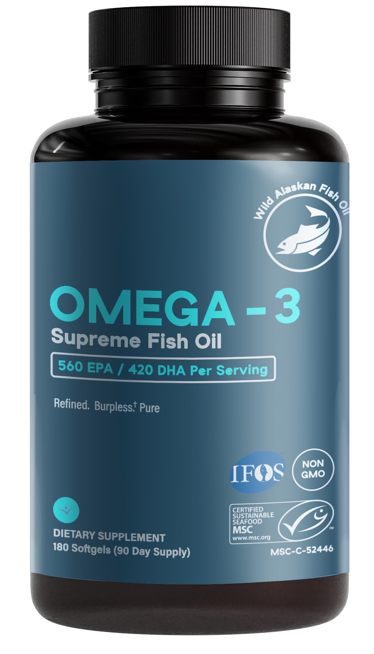 Life & Food Omega-3 Fish Oil Softgels 1050mg front view