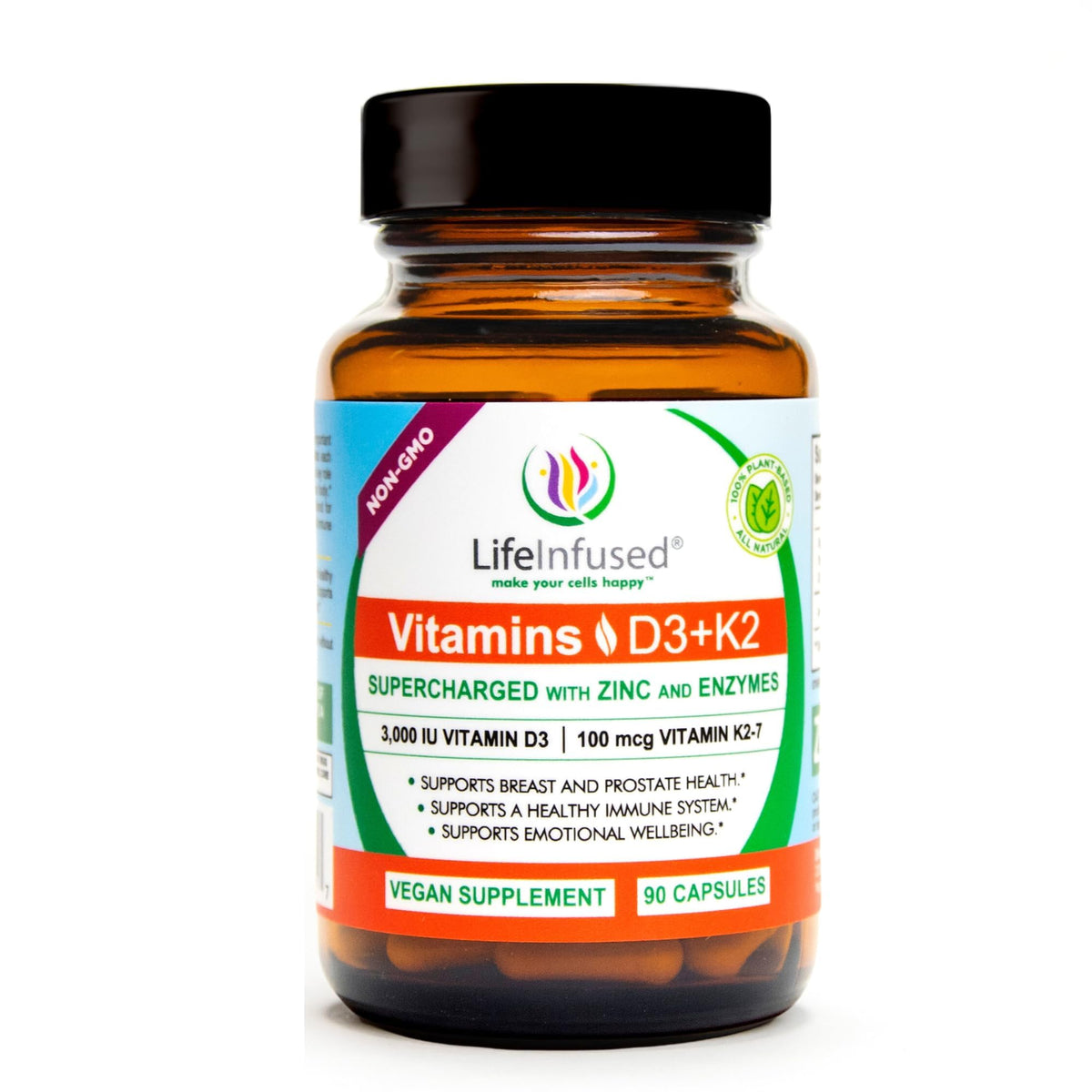 Life Infused Vitamin D3 + K2 90 capsules front view