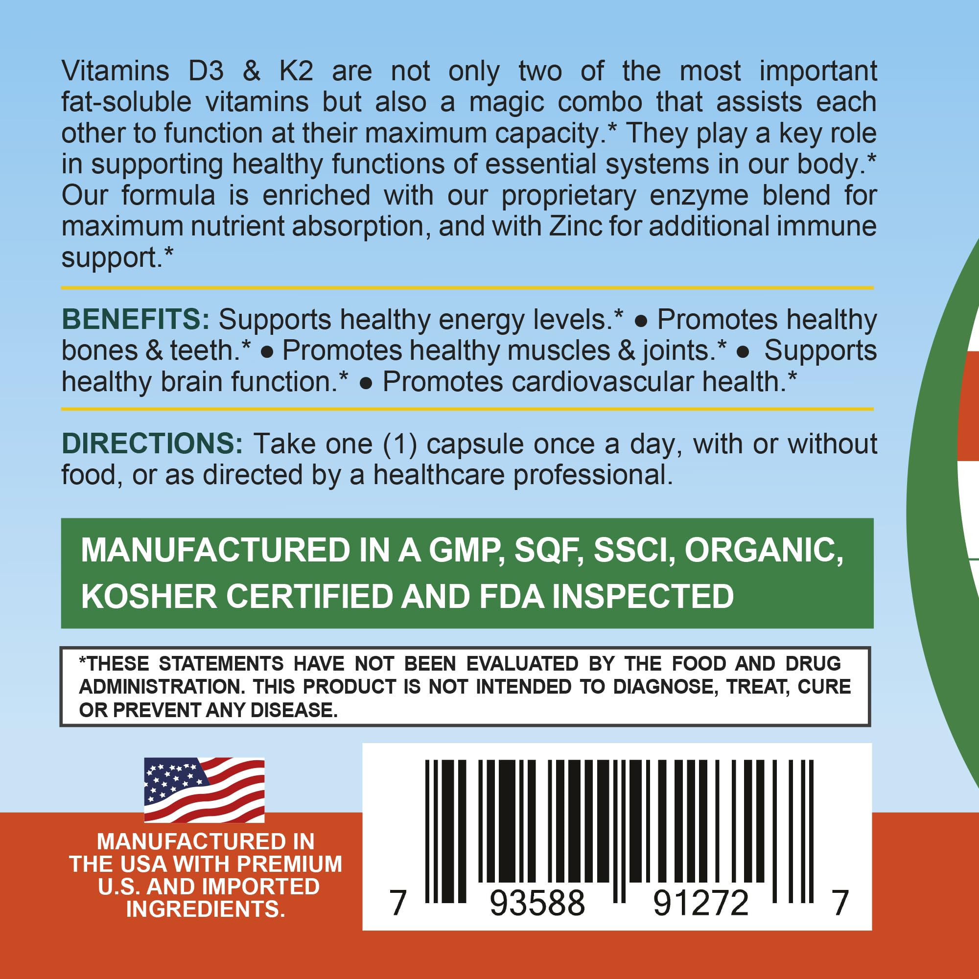 Life Infused Vitamin D3 + K2 capsules in hand