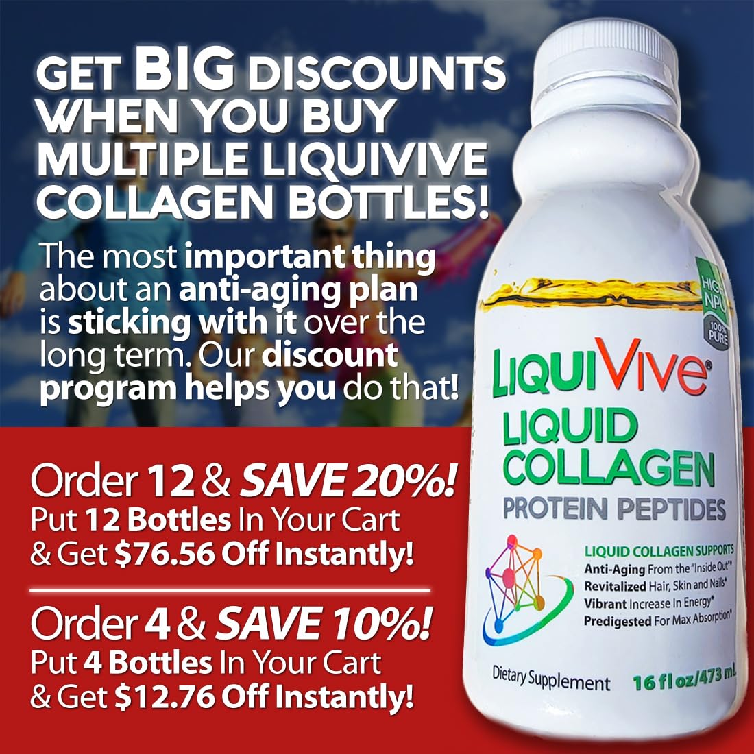 Life Miracle LiquiVive Liquid Collagen 240,000mg bottle side view
