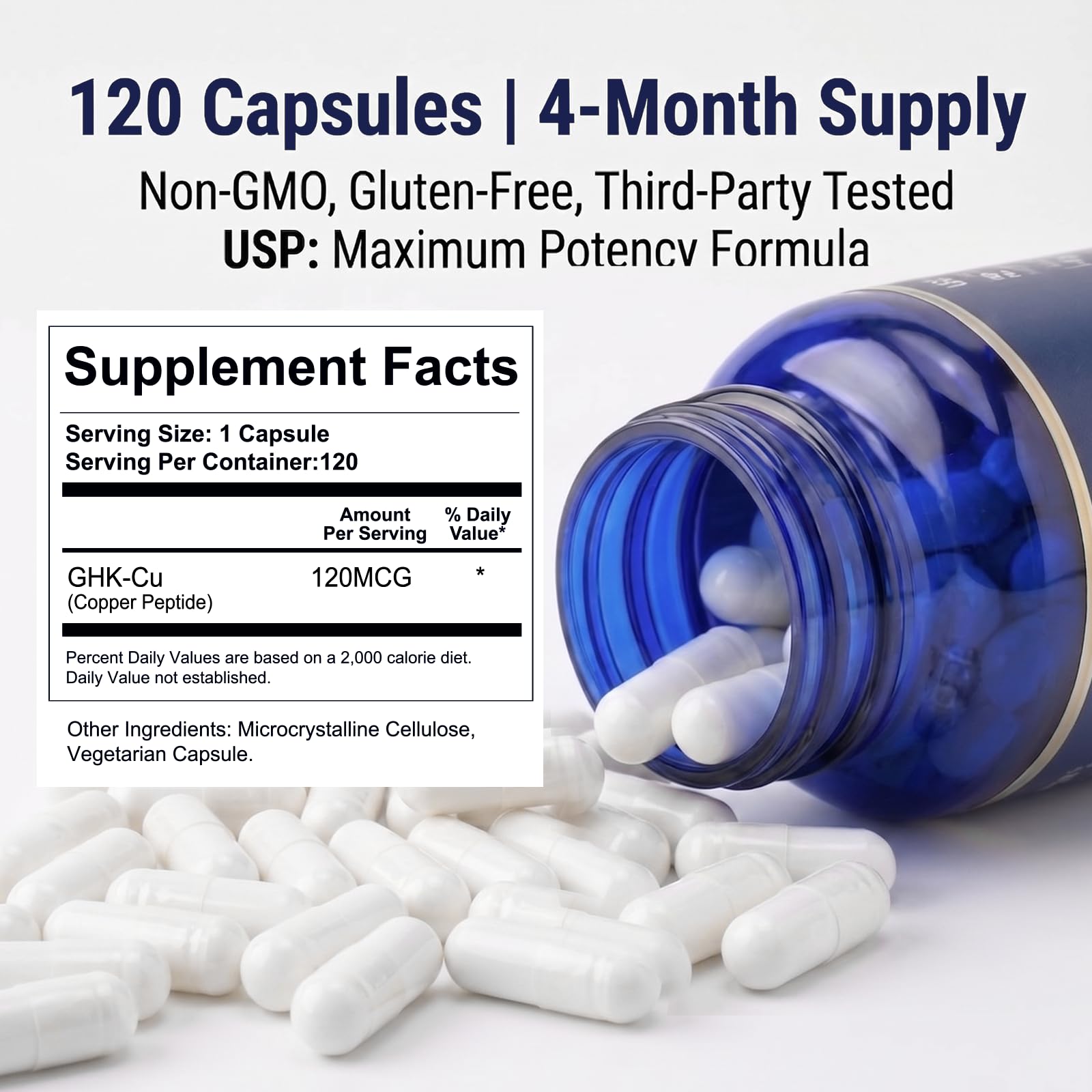 Life Nutrition Copper Peptide Capsules with measuring spoon for dosage