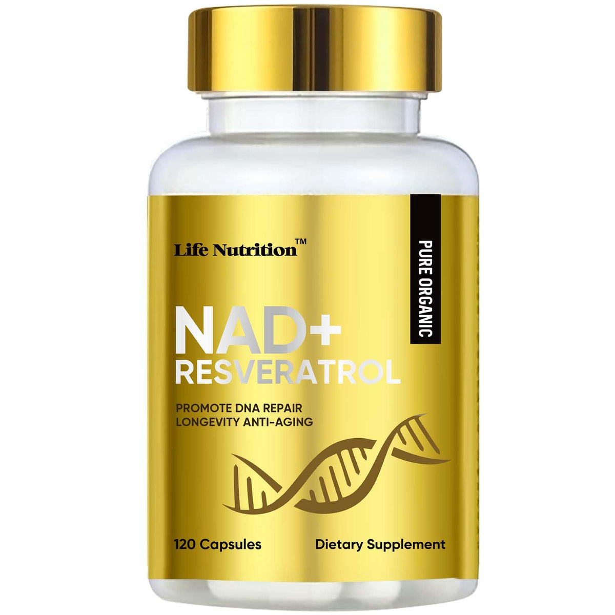 Life Nutrition NAD+ Supplement 1000 mg 60 Capsules front view