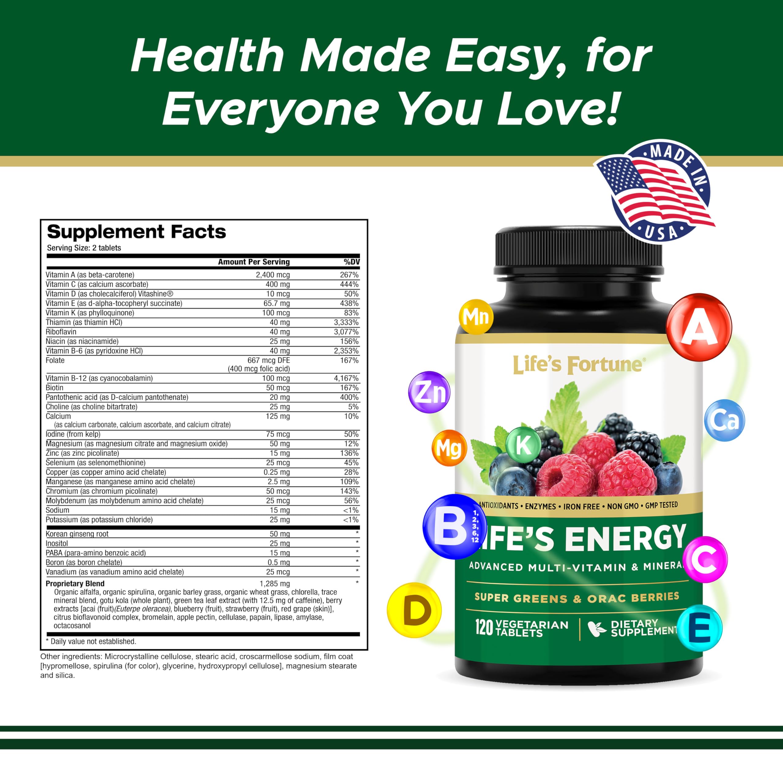 Life's Fortune Advanced Multivitamin 250g packaging details