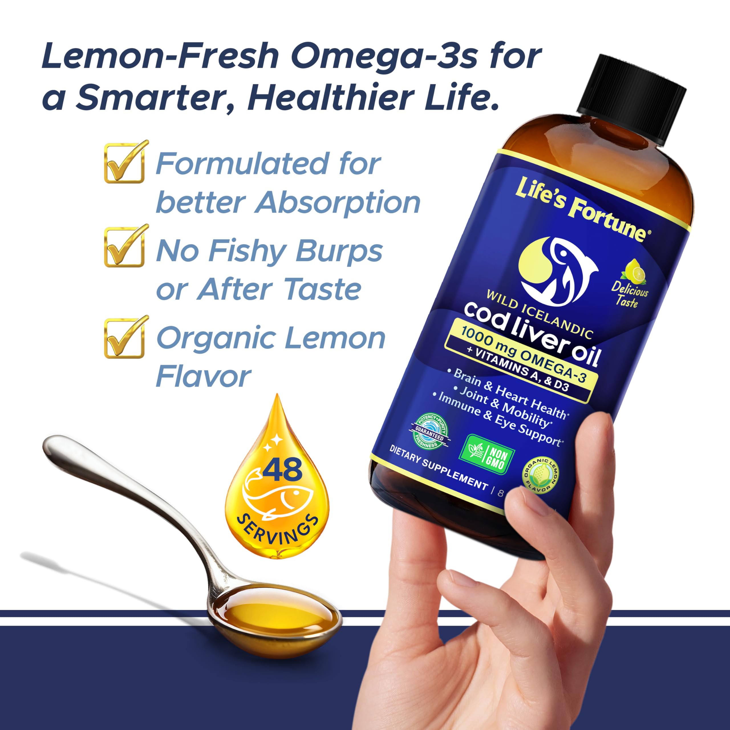 Life's Fortune Cod Liver Oil with fresh lemons