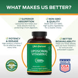 Life's Fortune Liposomal Vitamin C 180 vegan capsules side view