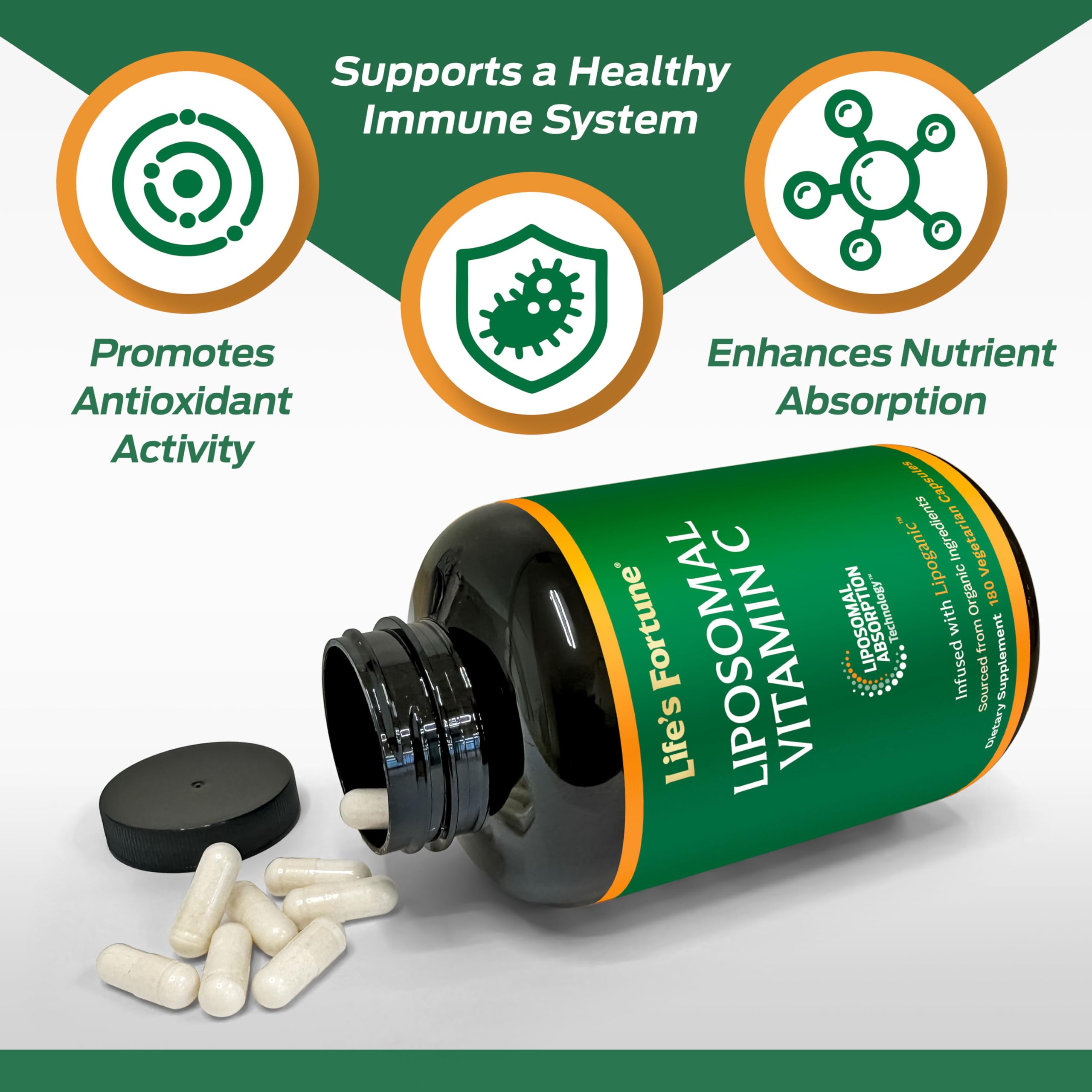 Life's Fortune Liposomal Vitamin C bottle with label details
