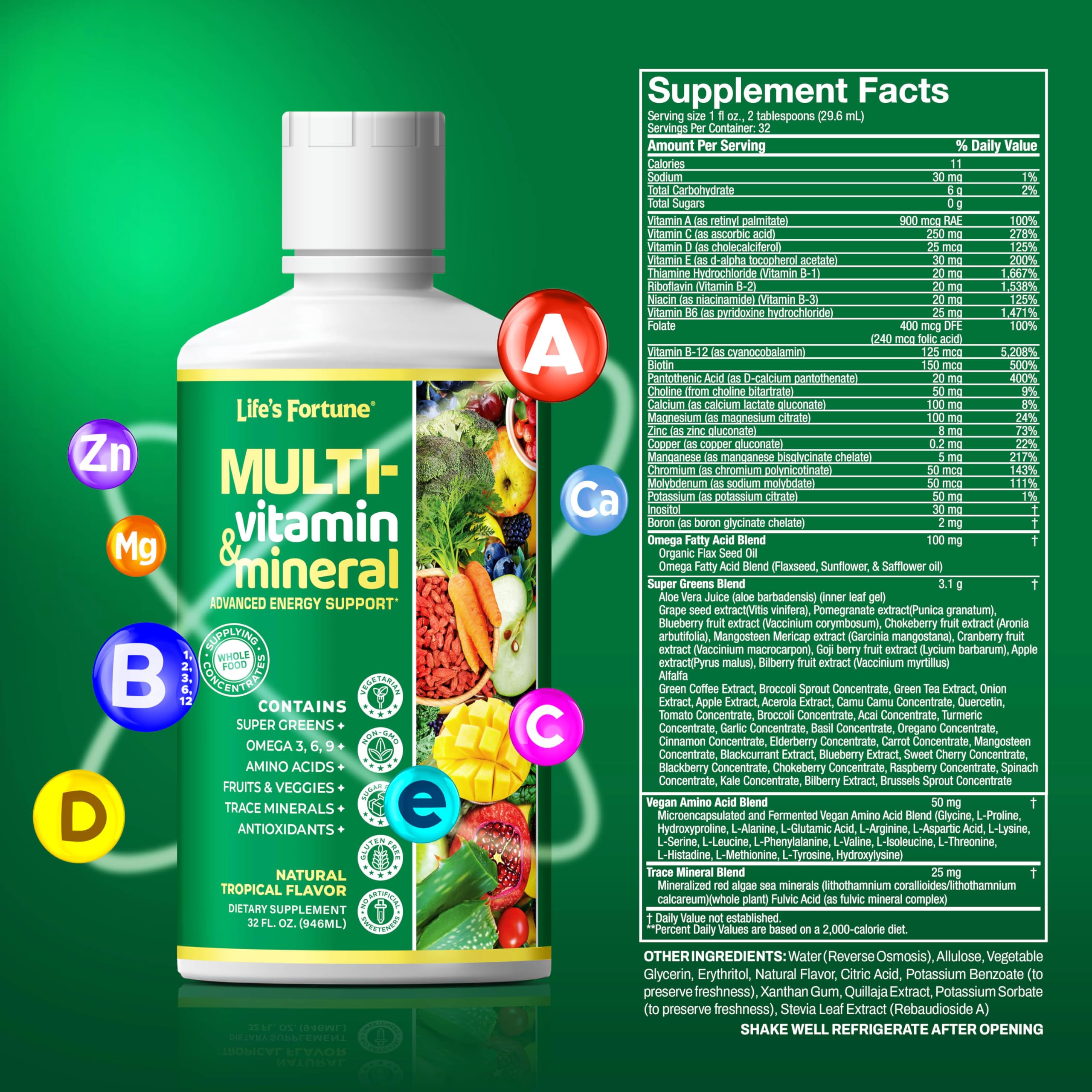 Life's Fortune Liquid Multivitamin 907g packaging details