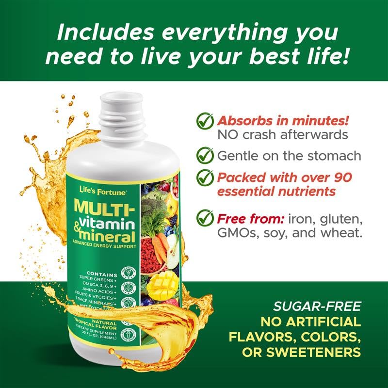 Life's Fortune Liquid Multivitamin 907g side view showing packaging